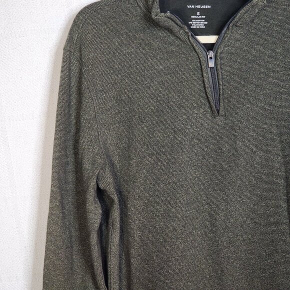 Van Heusen Green Black Pullon Cotton Reprocessed Poly LS Regular Fit Sweater SM - Picture 8 of 16